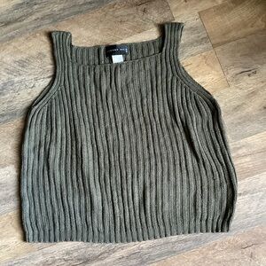 August Silk Green Ribbed Tank Top